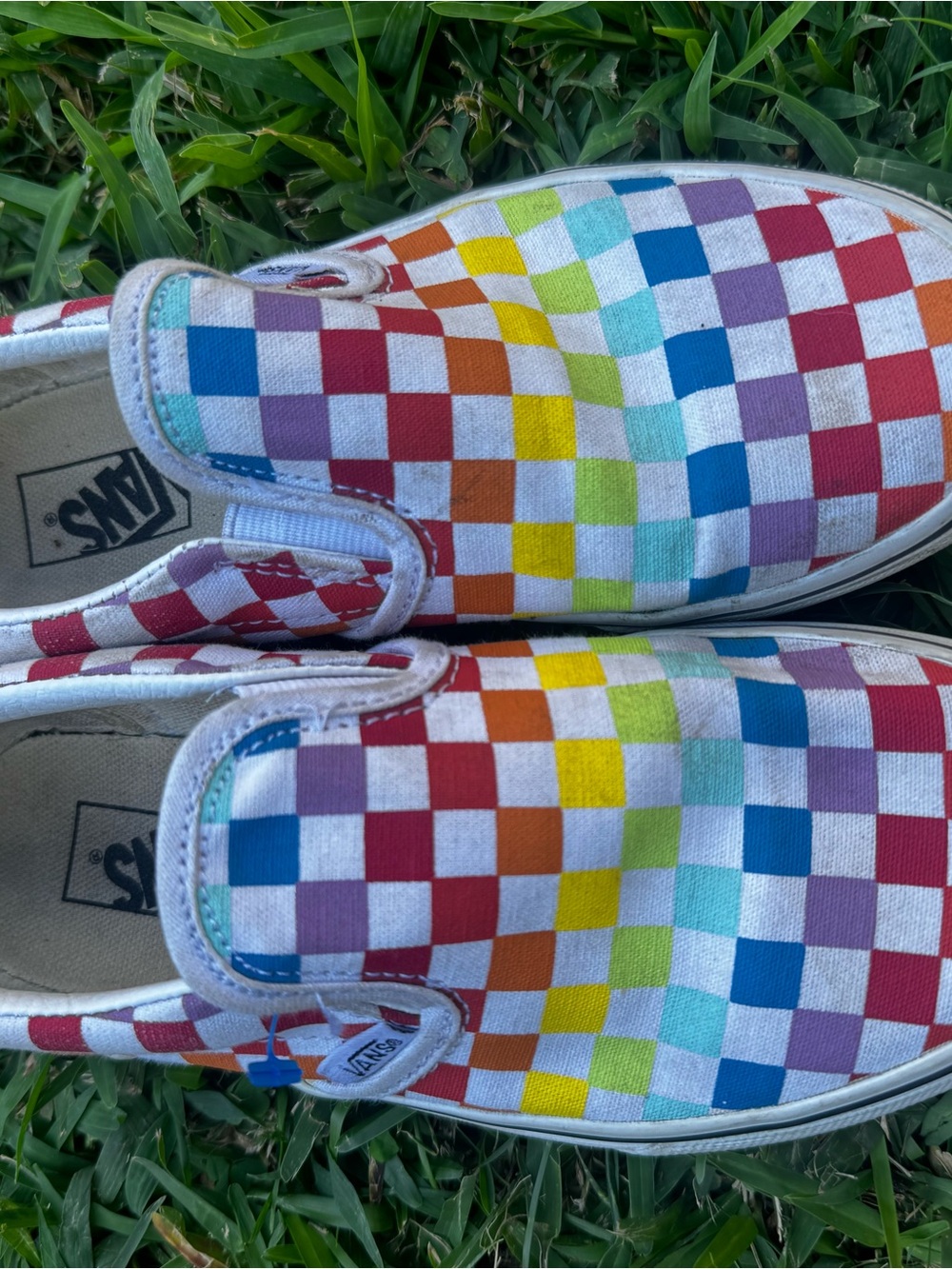 Vans Kids Slip-On Checkerboard Shoes - Rainbow